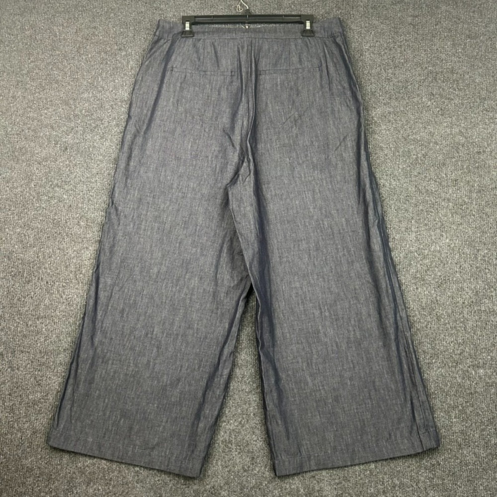 Kika Vargas Women's Crop Dress Pants Wide Leg Dark Blue Chambray Size 12 - Picture 5 of 14
